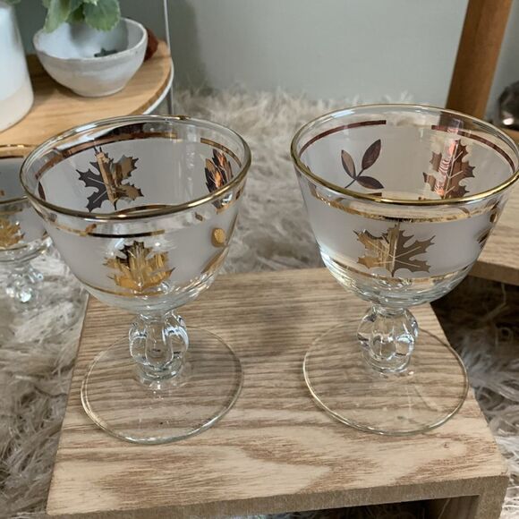 Vintage Golden Foliage Libby 8982 4oz Cocktail Glasses Set Of 6 Made In USA - Picture 8 of 17